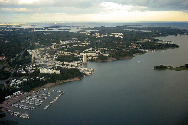 Vista aérea de la ciudad finlandesa de Espoo @wikimedia