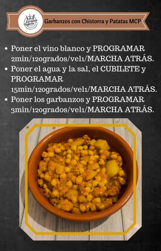 Garbanzos con Chistorra y Patatas en Monsieur Cuisine Plus. ¡Sabroso!