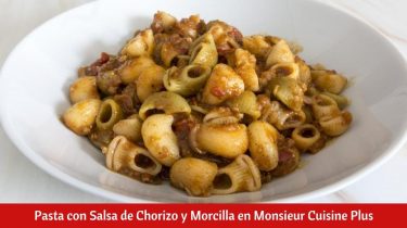 Receta de Pasta con Salsa de Chorizo y Morcilla en Monsieur Cuisine Plus