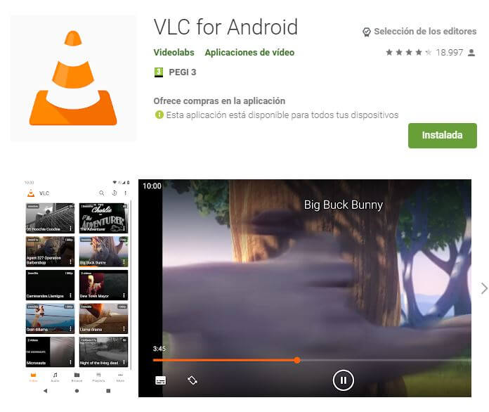 VCL Player, de los mejores reproductores de video android.